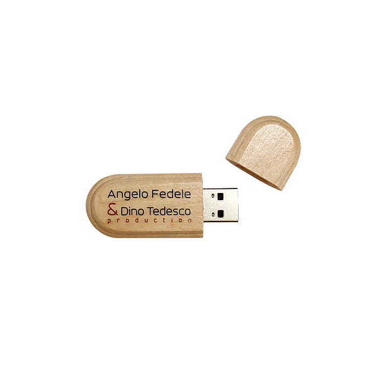 Custom logo Oval shaped wooden 64gb usb drive LWU893